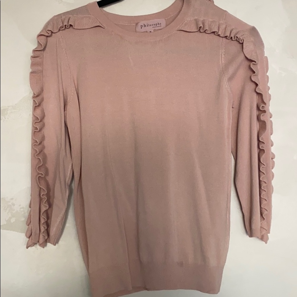 Sweater with ruffle detail on sleeves
